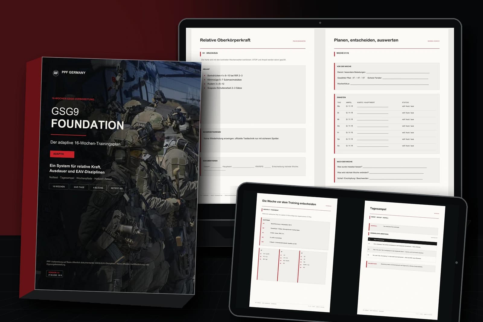 GSG9 Foundation mit Plan, Trainingsseite und Wochen-Cockpit