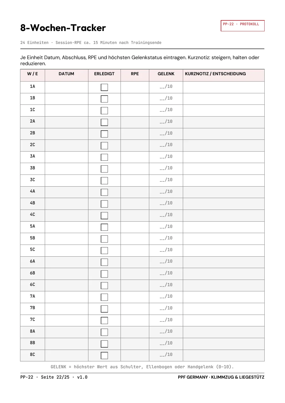 Acht-Wochen-Tracker