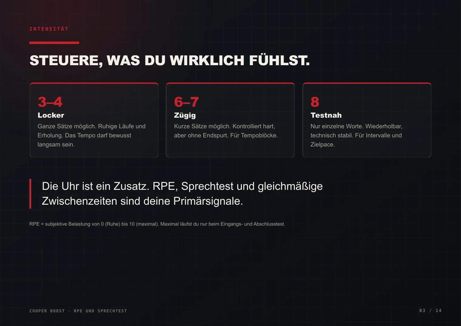 Intensitätssteuerung im Cooper Boost