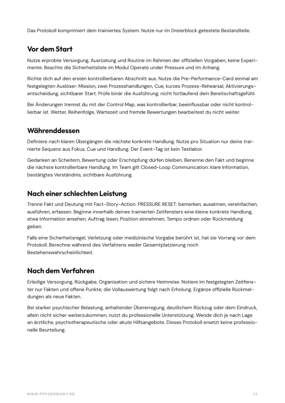 Echte Seite aus dem Mental Performance Guide zum Modul Learn & Adapt