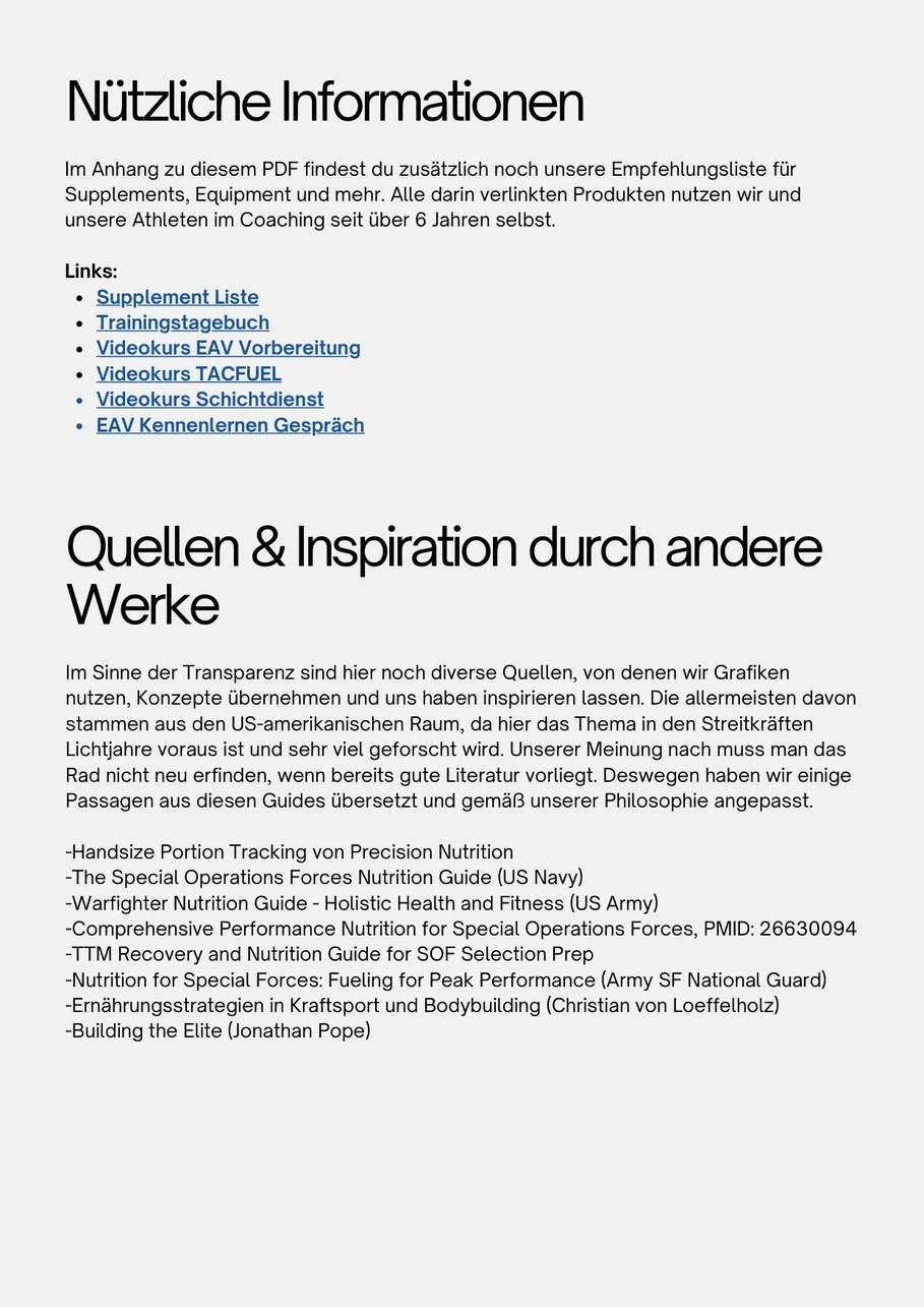 Seite aus dem Guide: Ressourcen- und Quellenverzeichnis im Anhang