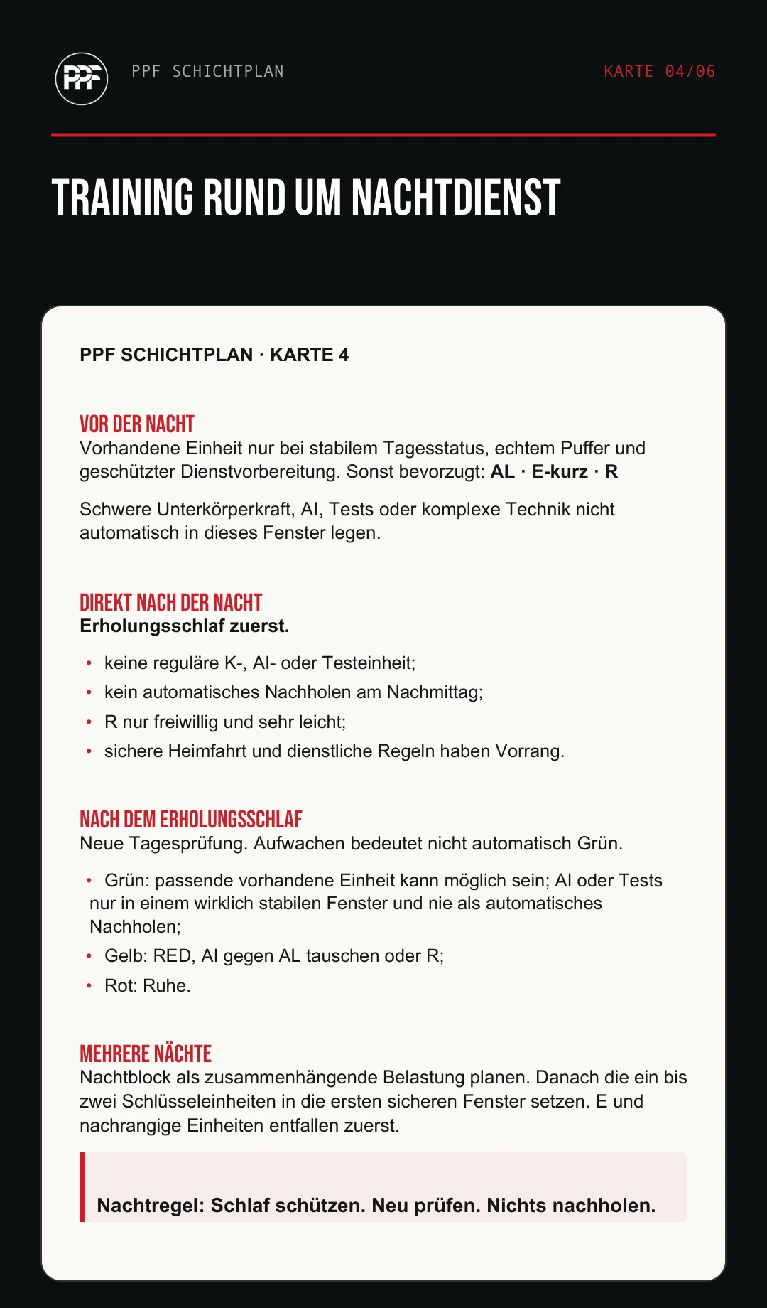Echte mobile Schnellkarte für Training rund um den Nachtdienst