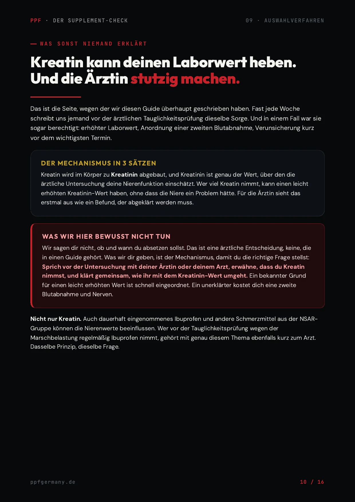 Seite aus dem Supplement-Check zu Laborwerten