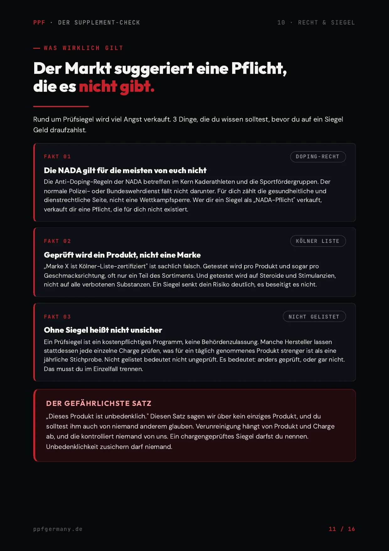 Echte Seite aus dem Supplement-Check zum Thema: Siegel und Dienstrecht