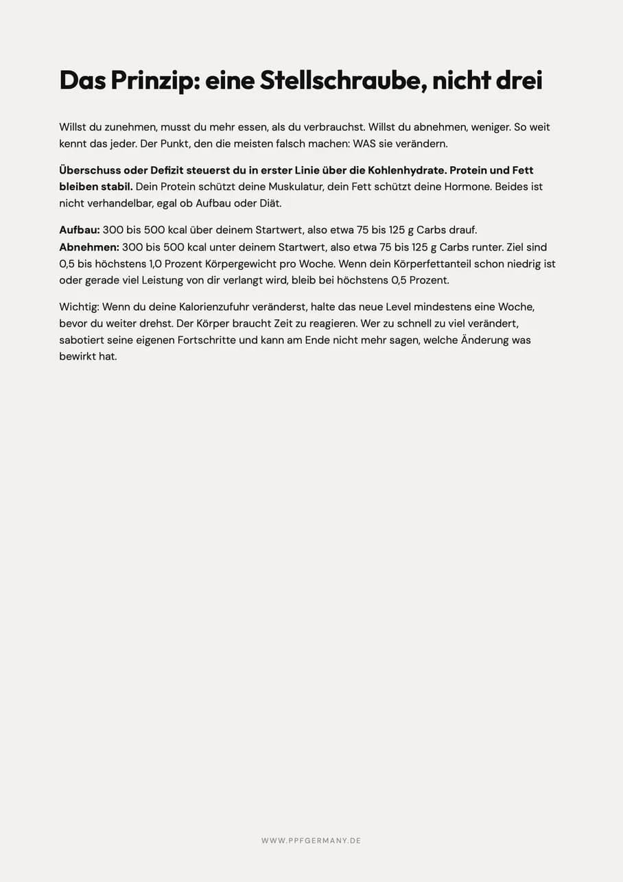 Seite aus dem Guide: Kalorien steuern mit Untergrenzen und Abbruchkriterien